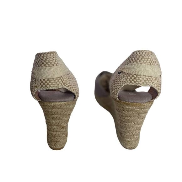 Soludos Marseille Wedge Ankle Tie Beige Neutral Linen Spain Size 8.5 - Picture 6 of 9